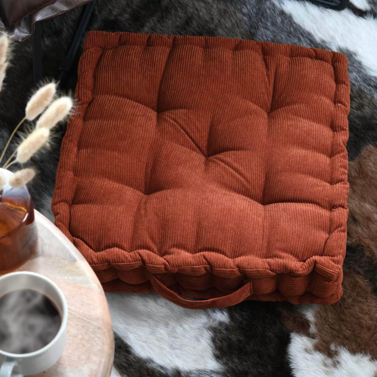Cuscino da pavimento quadrato in velluto (45 x 45 cm) Dandy Terracotta