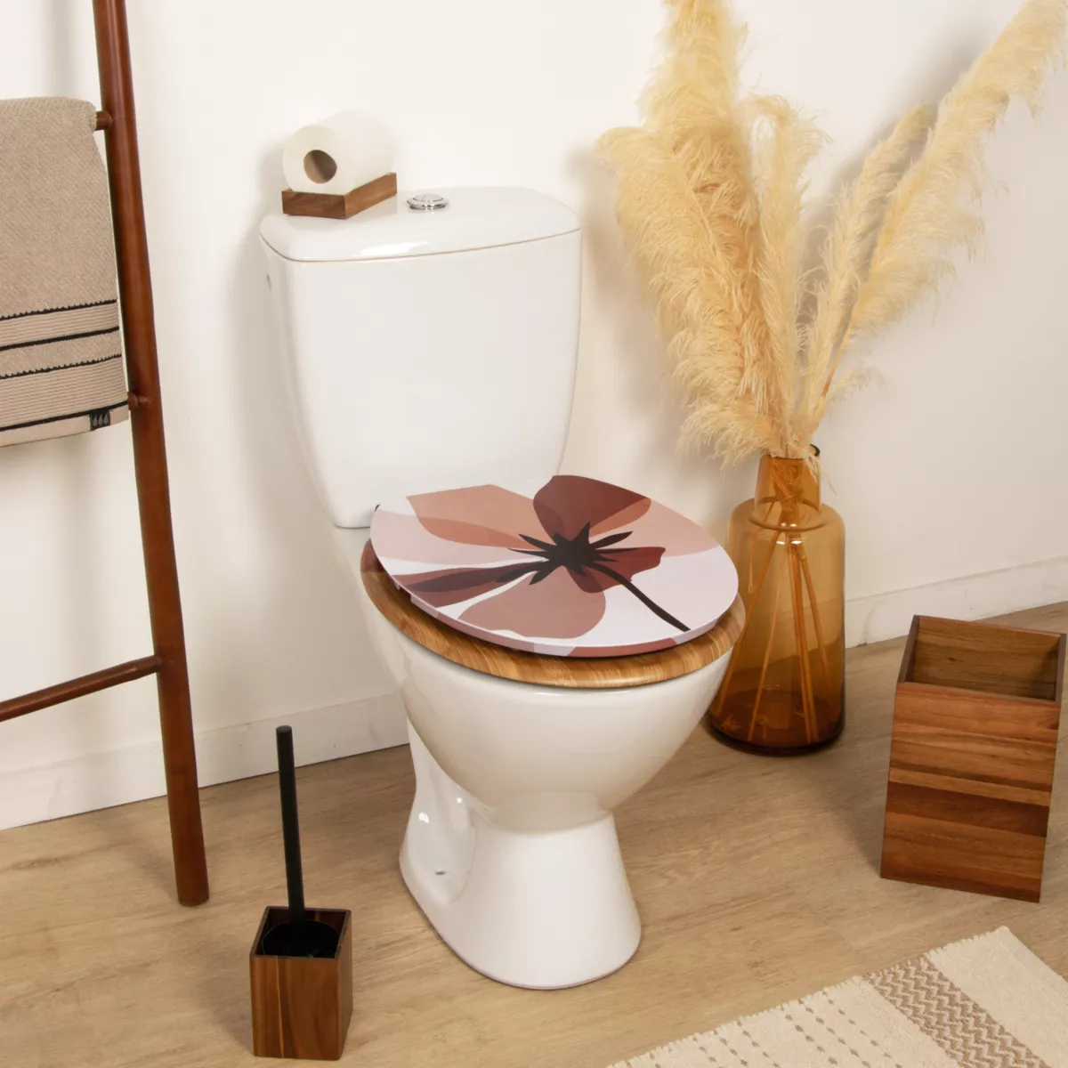 Asiento de inodoro con freno de caída 18 pulgadas MDF Natural Simplicity Multicolor
