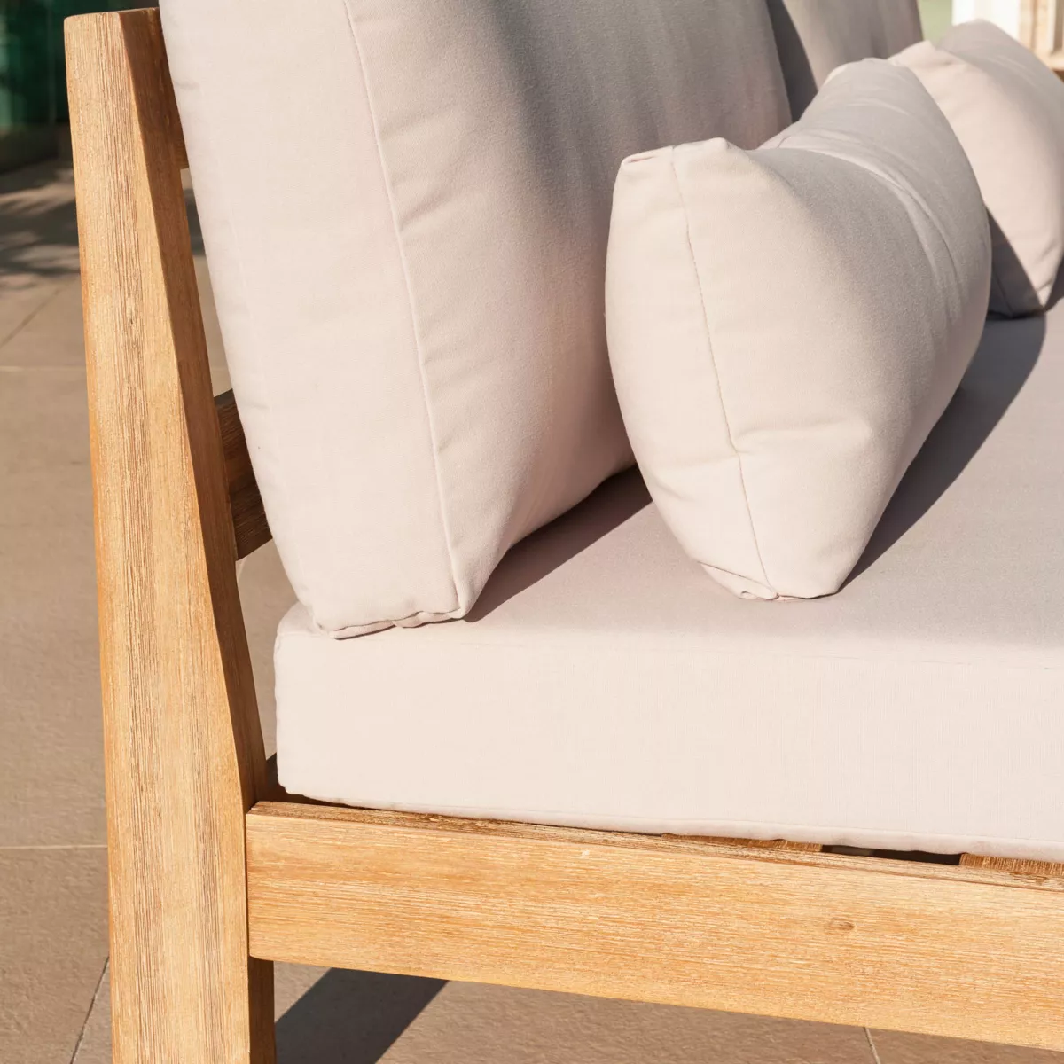 Canapé de jardin en bois d'acacia 3 places Bornéo Sable