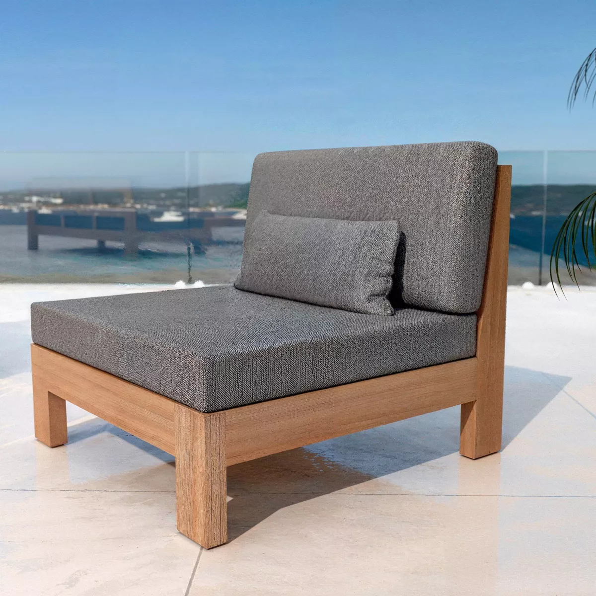 Salotto da giardino angolare in legno di acacia 7 posti 6 pezzi Bornéo Grigio antracite