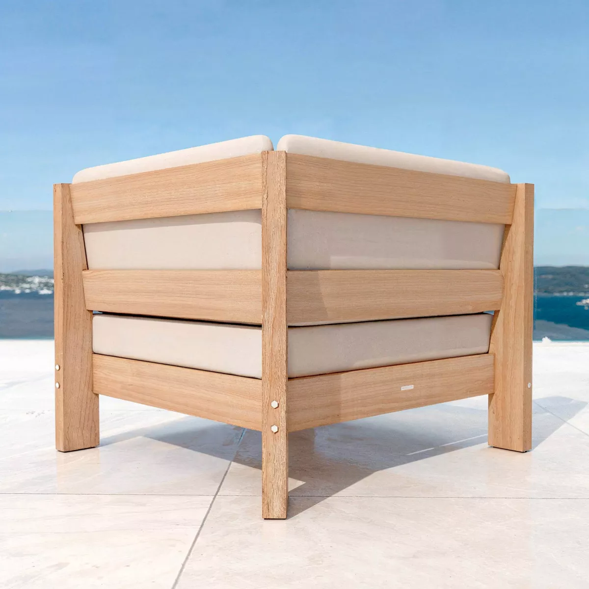 Fauteuil d'angle de jardin bois d'acacia Bornéo Sable