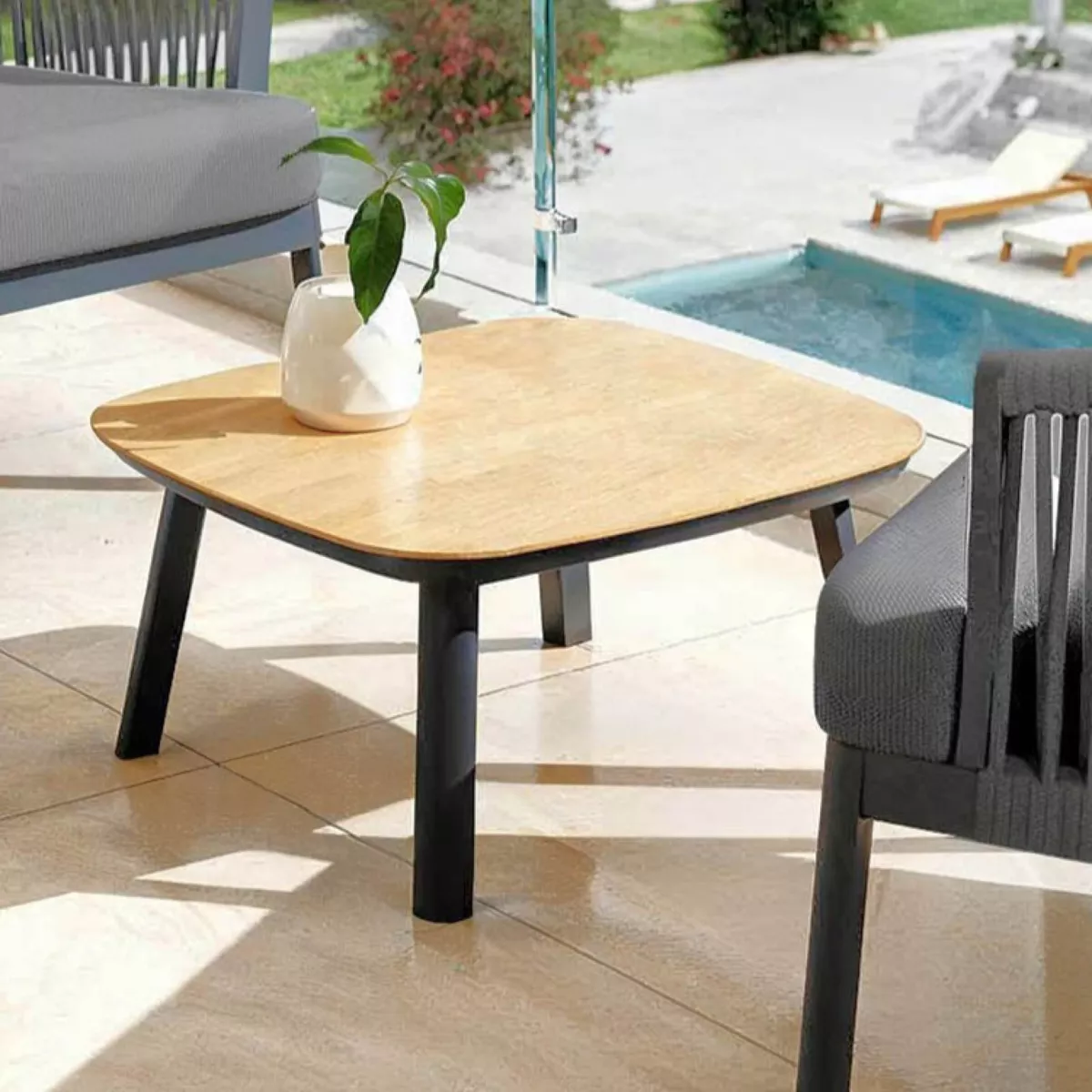 Conjunto de jardín en aluminio 2 plazas 3 piezas Amalfi Gris antracita y gris claro