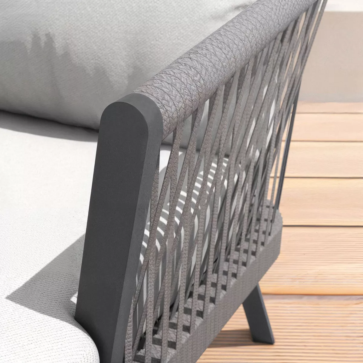 Salon de jardin en aluminium 5 places 4 pcs Amalfi Gris anthracite et gris clair