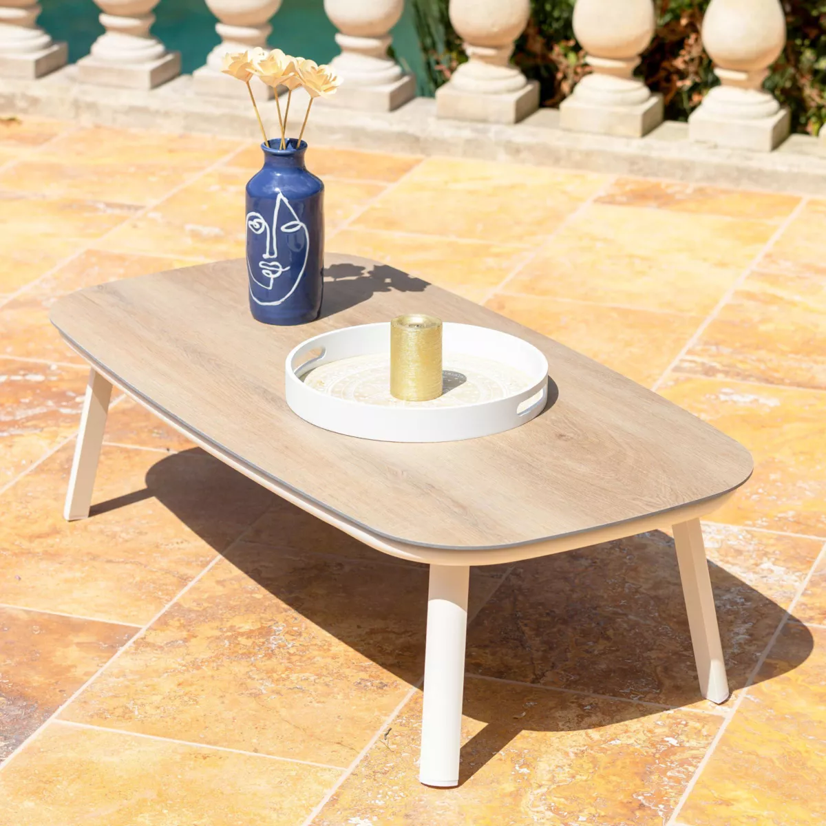 Salon de jardin en aluminium 4 places 4 pcs Amalfi Blanc et taupe