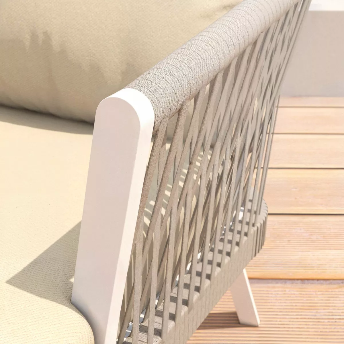 Salon de jardin en aluminium 7 places 5 pcs Amalfi Blanc et beige