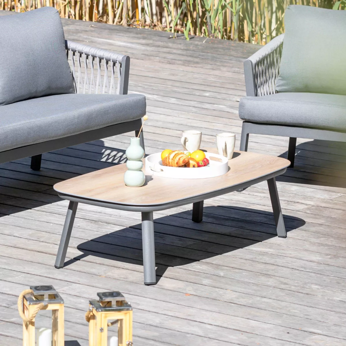 Tavolino da giardino rettangolare in alluminio Amalfi Grigio antracite