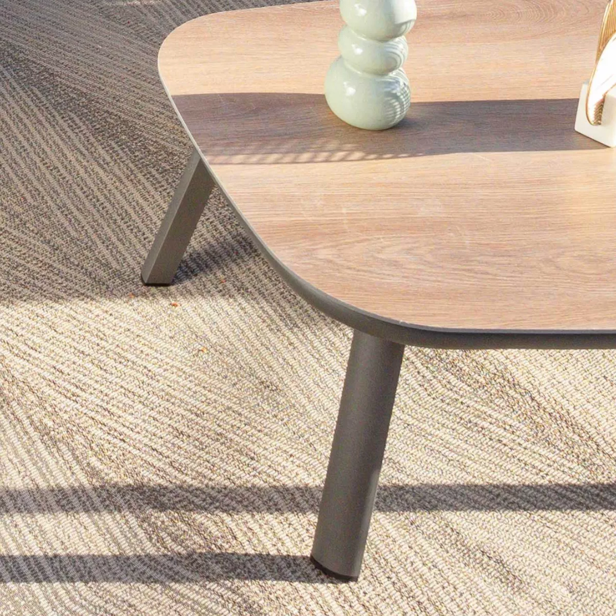 Table basse de jardin carrée en aluminium Amalfi Gris anthracite