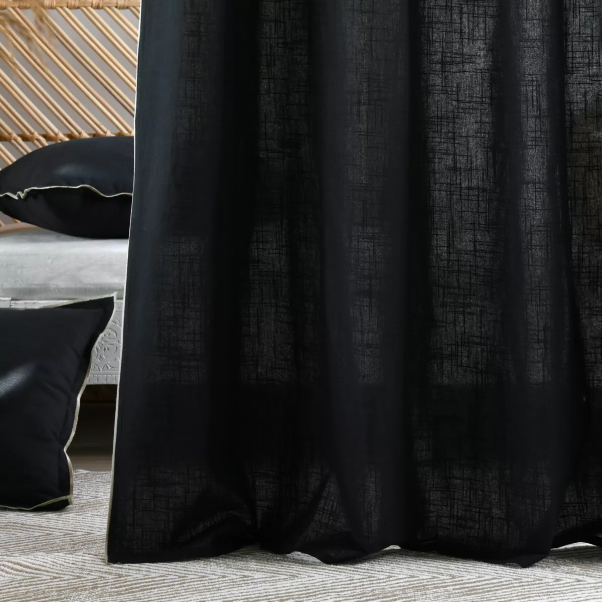 Rideau coton (140 x 260 cm) Helios Noir - Rideau / Voilage / Store - Eminza
