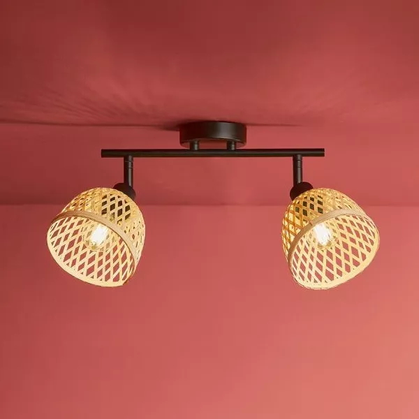 Barra di faretti 2 paralumi Hanoi Beige 1