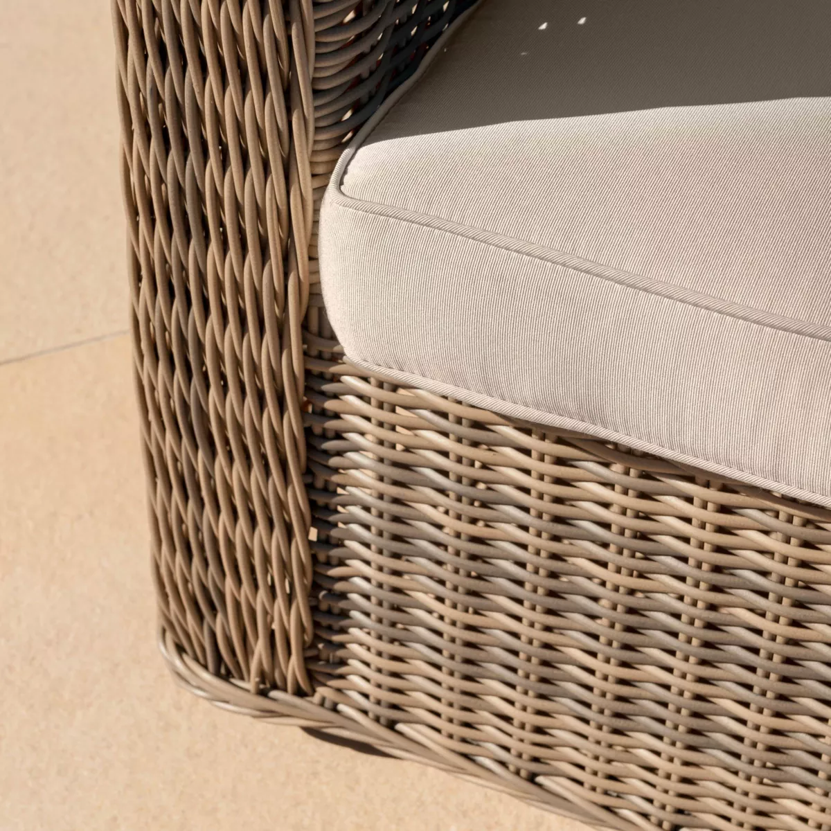 Lounge-Set geflochtenes Polyrattan 7 Plätze 5 tlg Calvi Sepia und Taupe