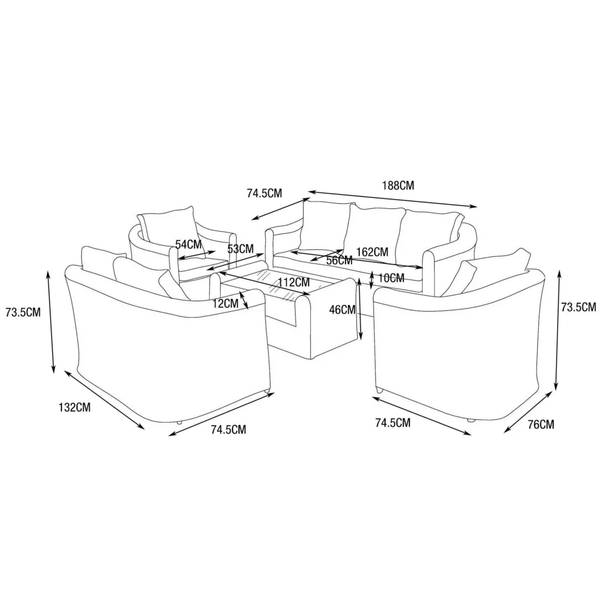 Lounge-Set Calvi Hellgrau/Anthrazitgrau - 5-teilig