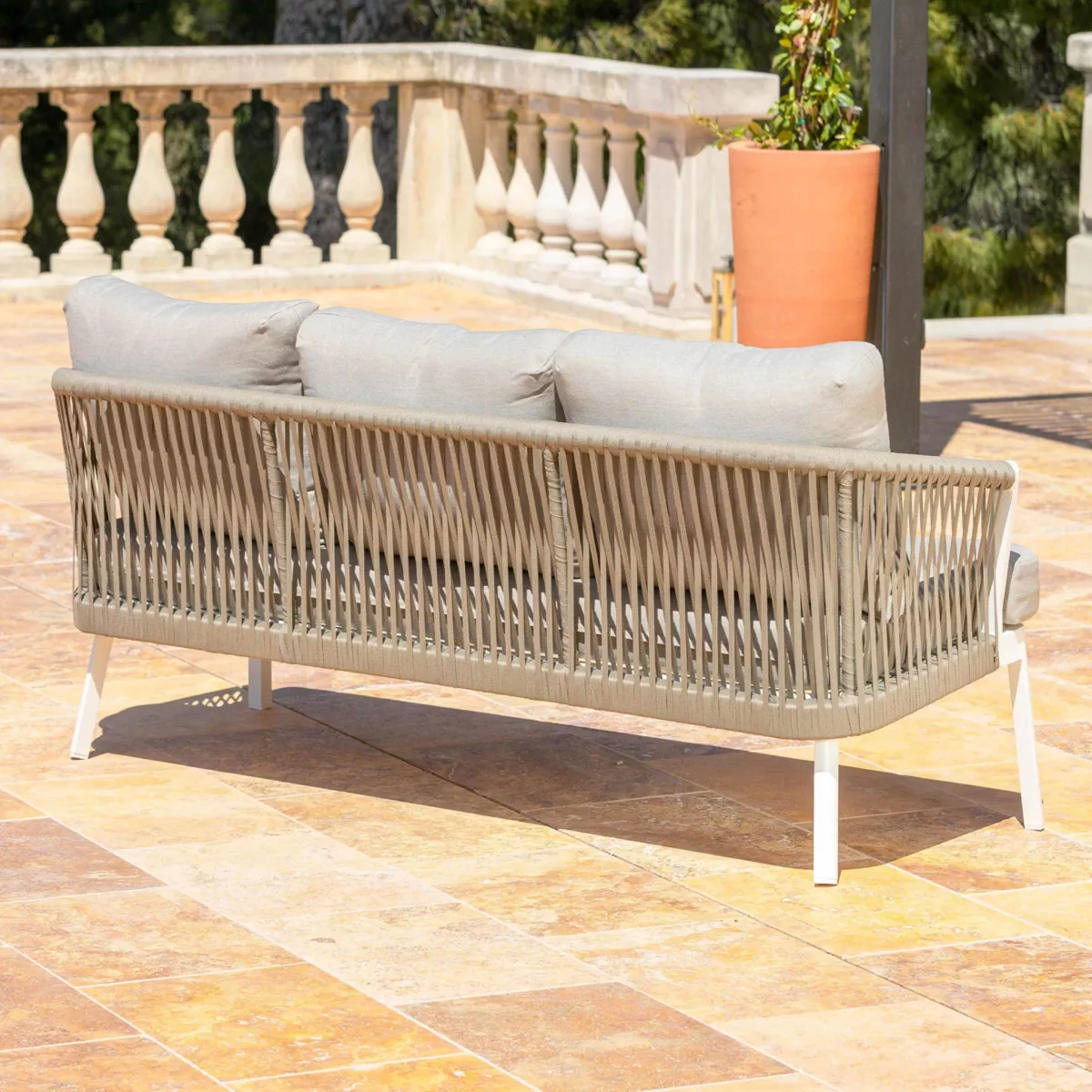 Divano da giardino in alluminio 3 posti Amalfi Bianco e tortora
