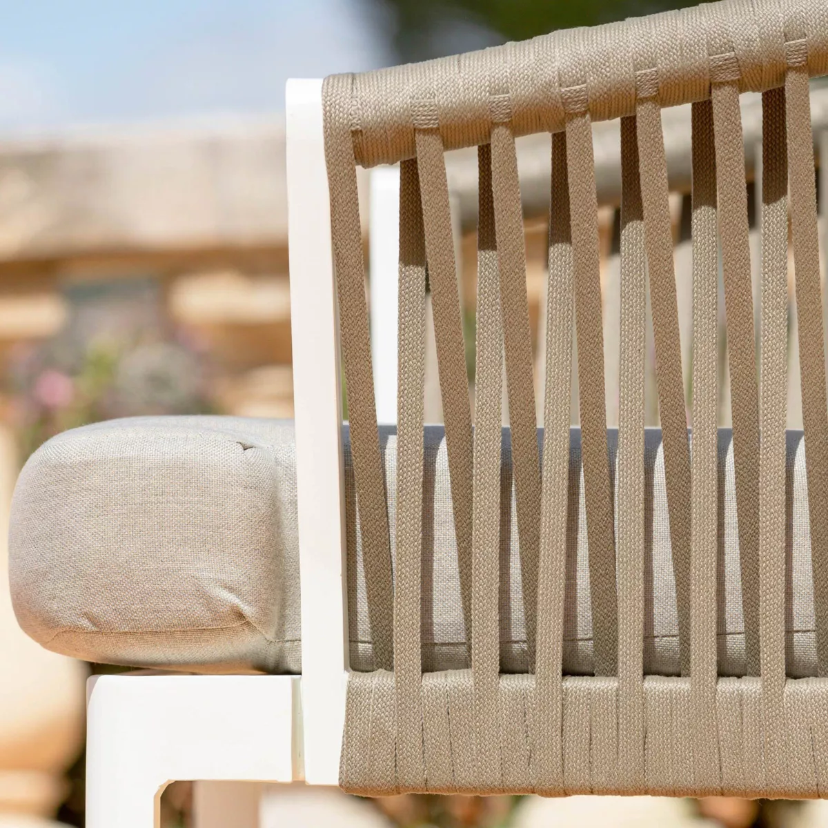 Divano da giardino in alluminio 3 posti Amalfi Bianco e tortora