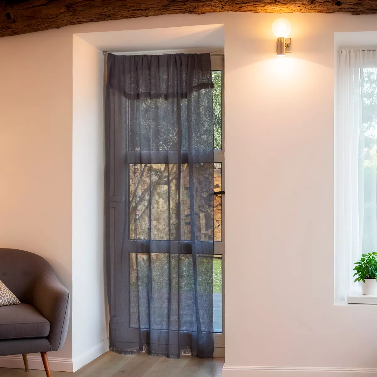 Türvorhang gewebt (135 x 225 cm) Natural Grau