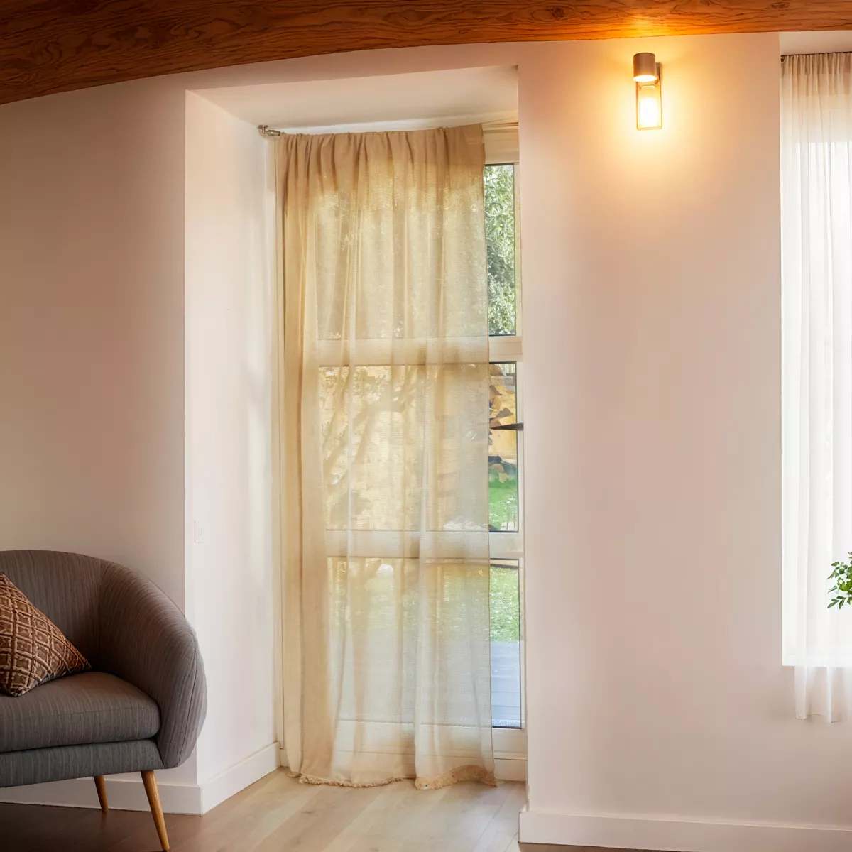 Tenda per porta in tessuto (135 x 225 cm) Natural Tortora