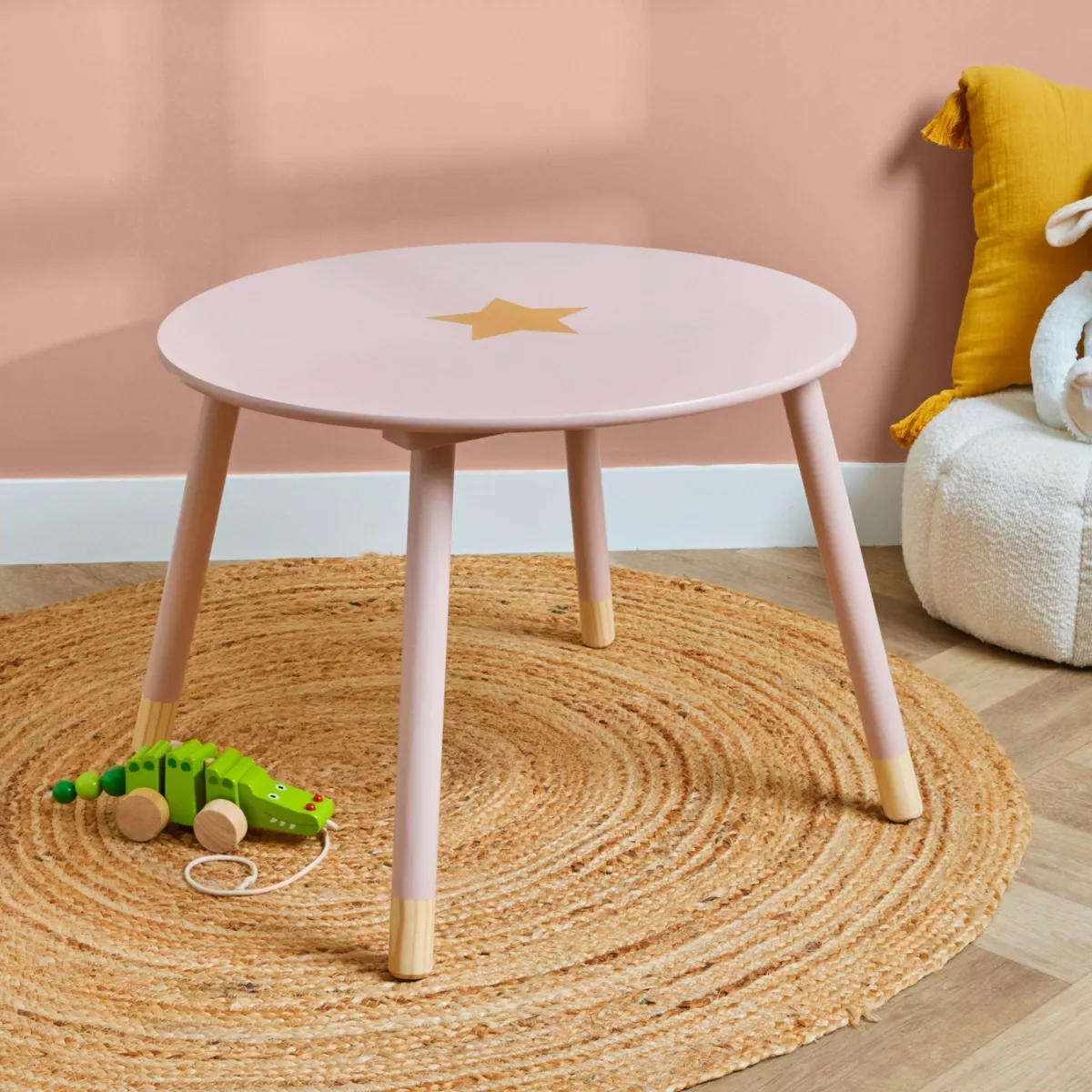 Kindertisch Holz (H44 cm) Stars Rosa