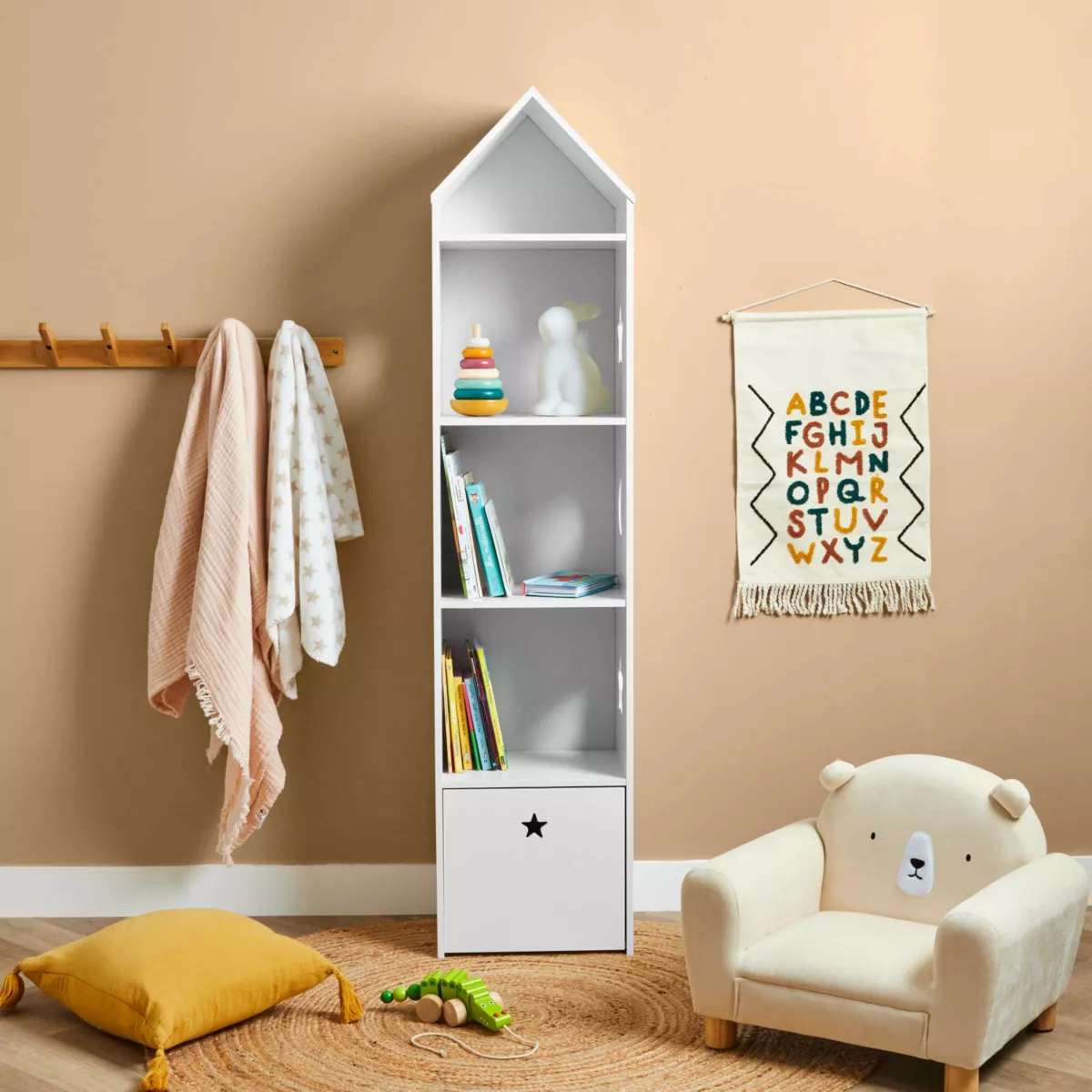 Meuble de rangement 4 niches + 1 coffre blanc Stars Eminza Kids 