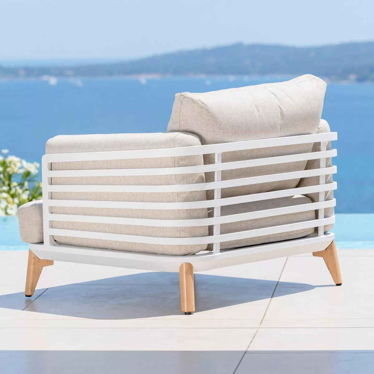 Fauteuil de jardin en aluminium Monte Carlo Blanc et taupe