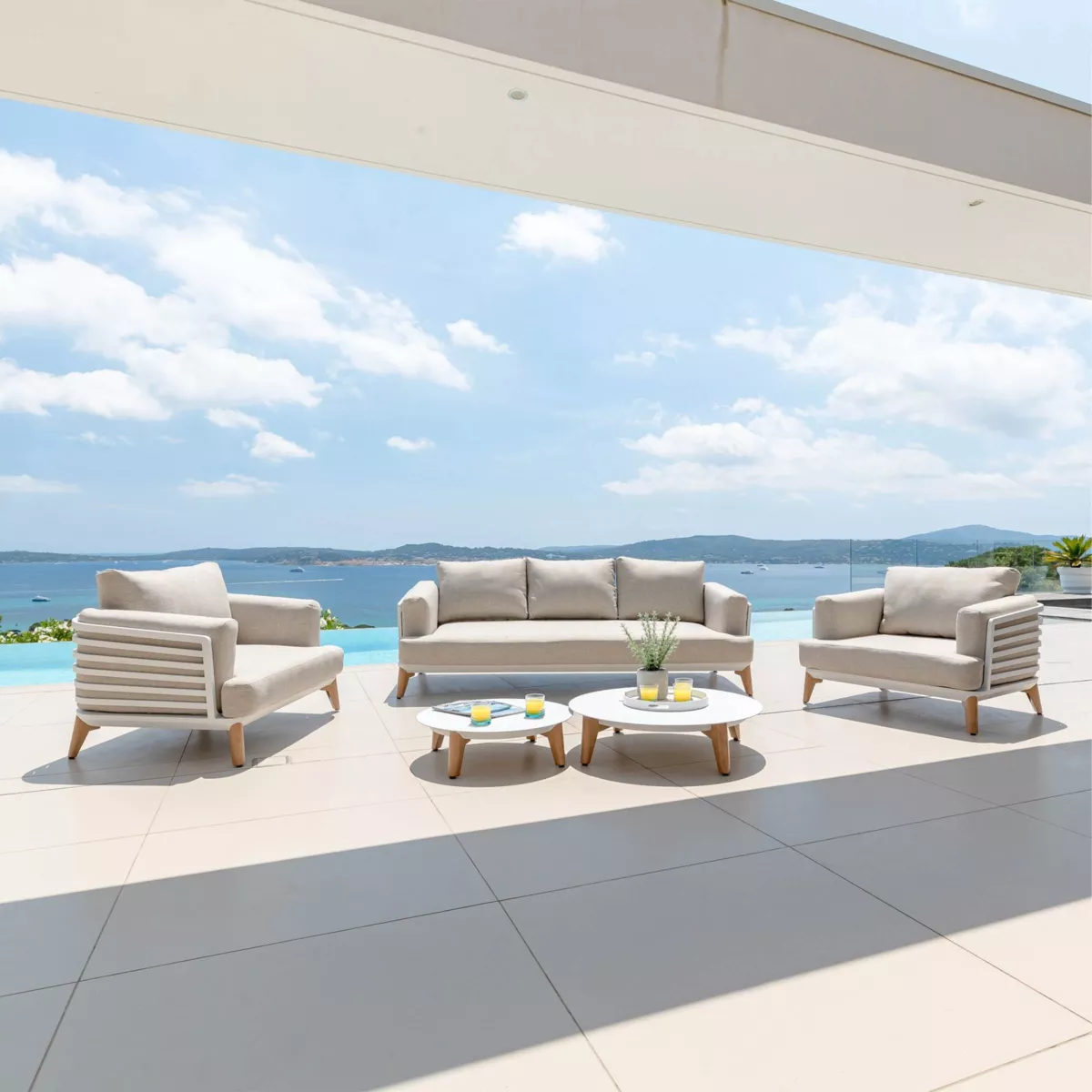 Salotto da giardino Monte Carlo 5 posti Bianco