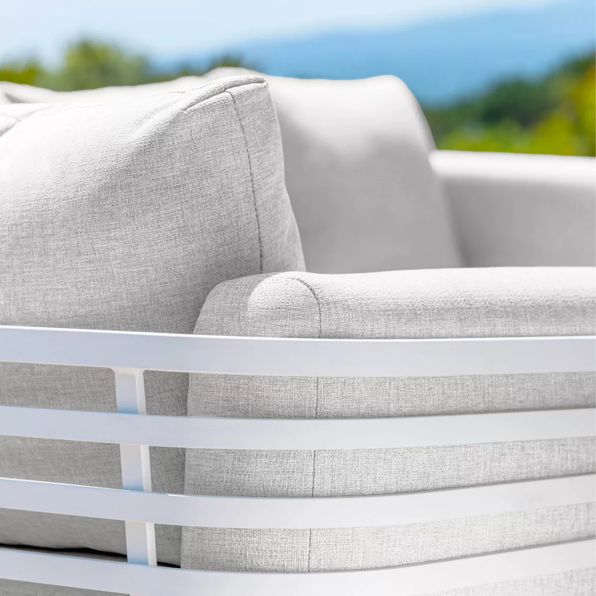 Salotto da giardino alluminio 4 posti 5 pezzi Monte Carlo Bianco e grigio chiaro