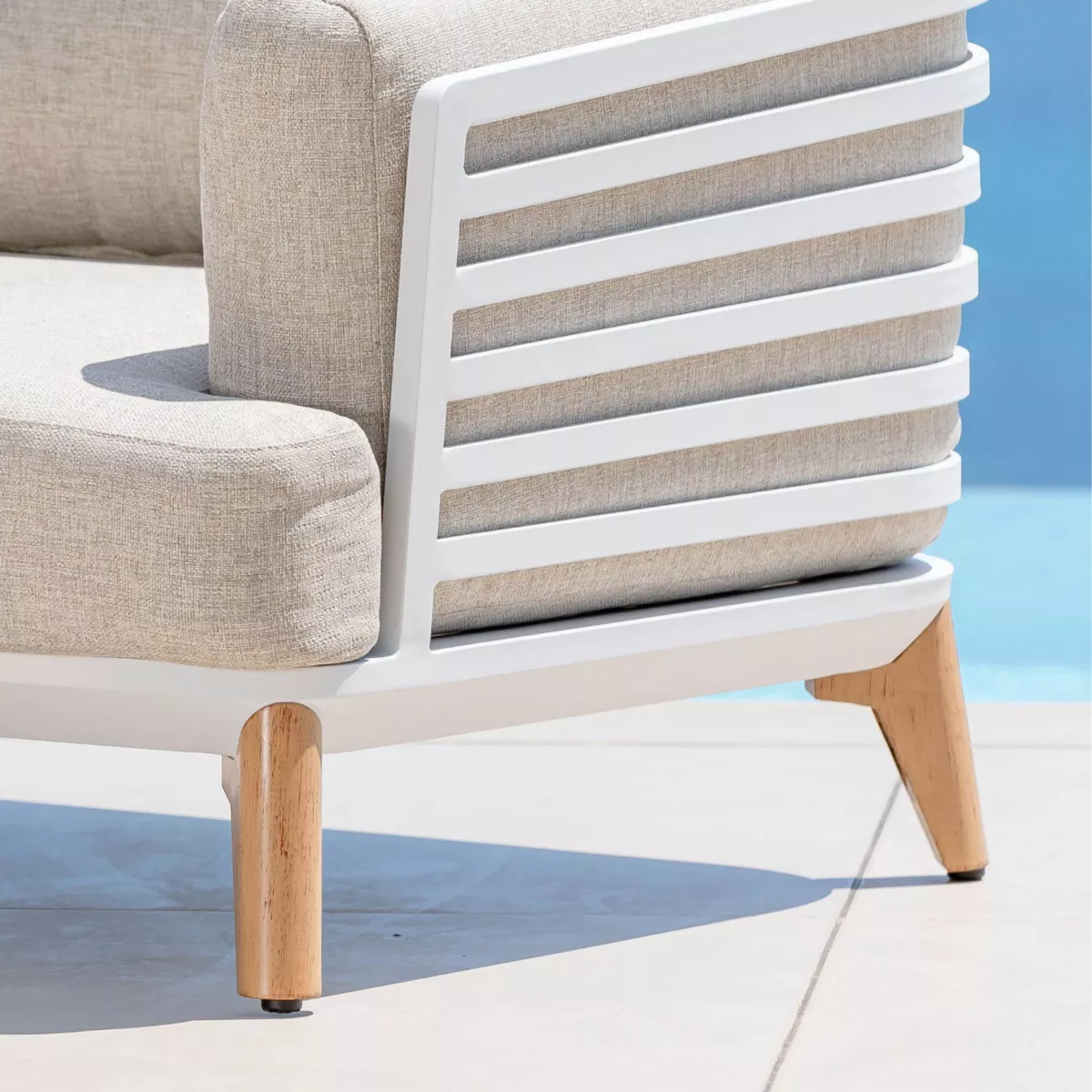 Salon de jardin aluminium 8 places 6 pcs Monte Carlo Blanc et taupe