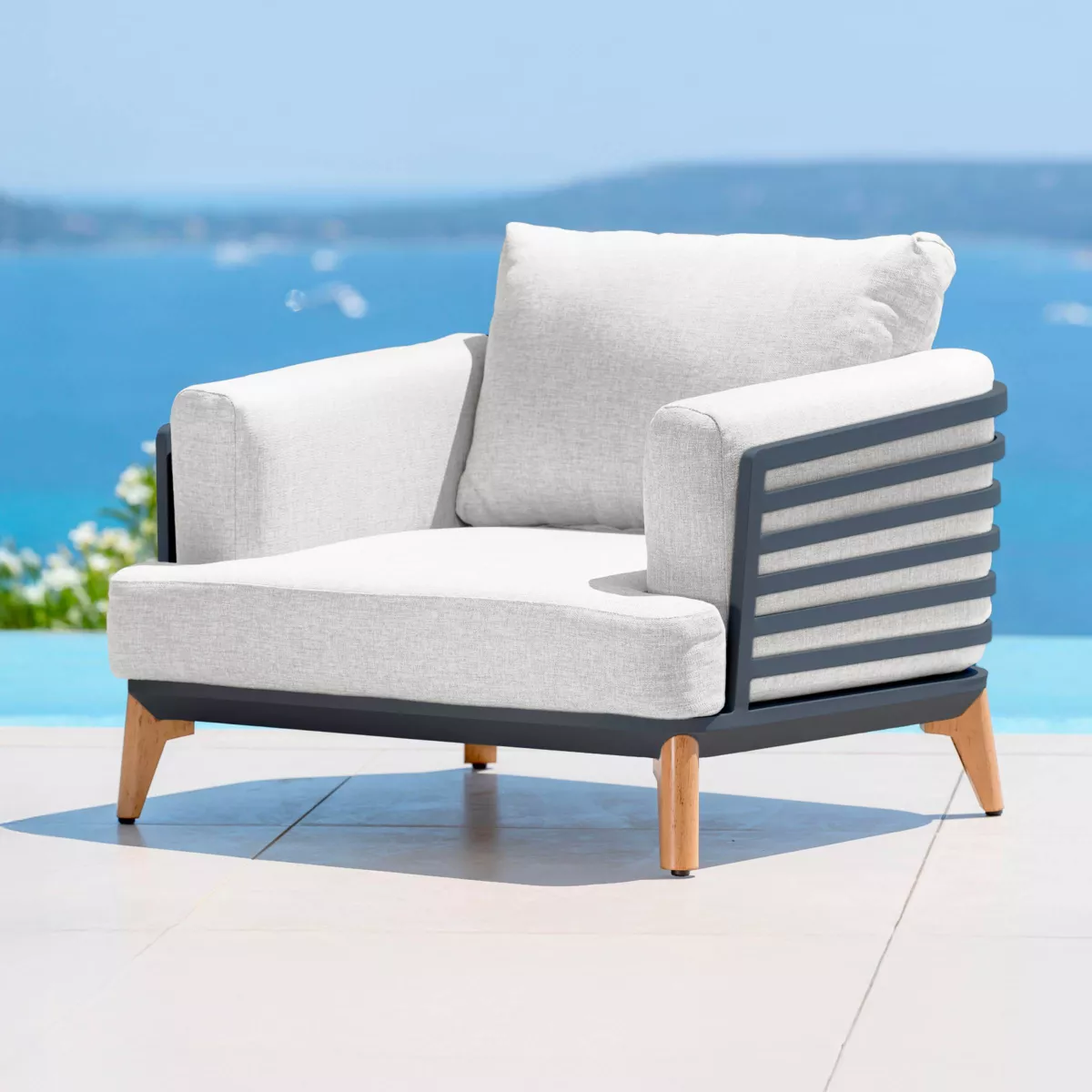 Salon de jardin aluminium 2 places 3 pcs Monte Carlo Gris anthracite et gris clair