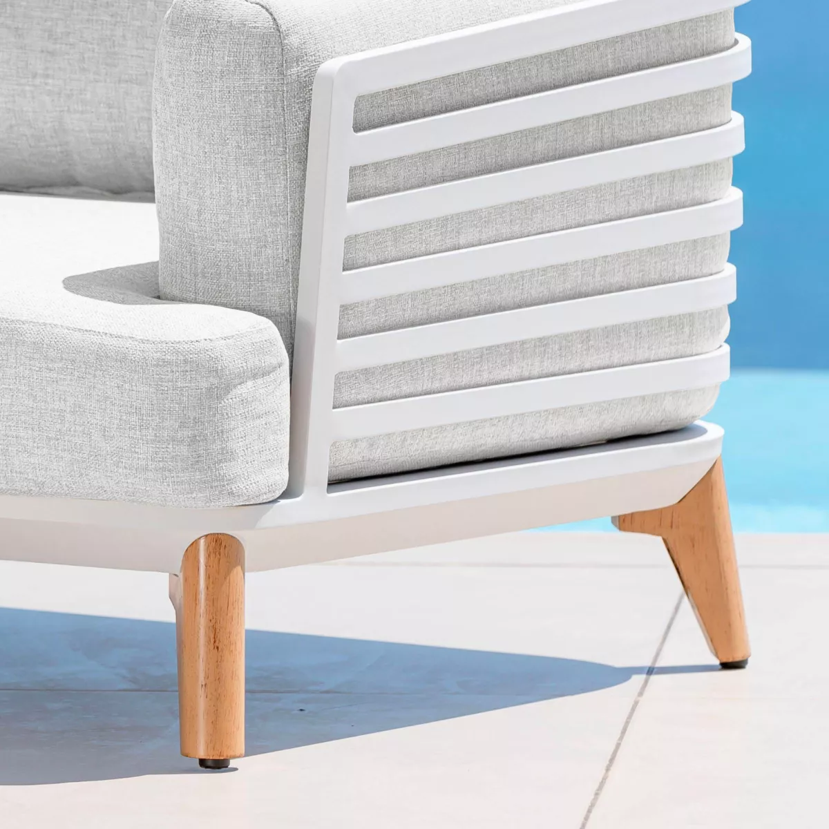 Salon de jardin aluminium 5 places 4 pcs Monte Carlo Blanc et gris clair