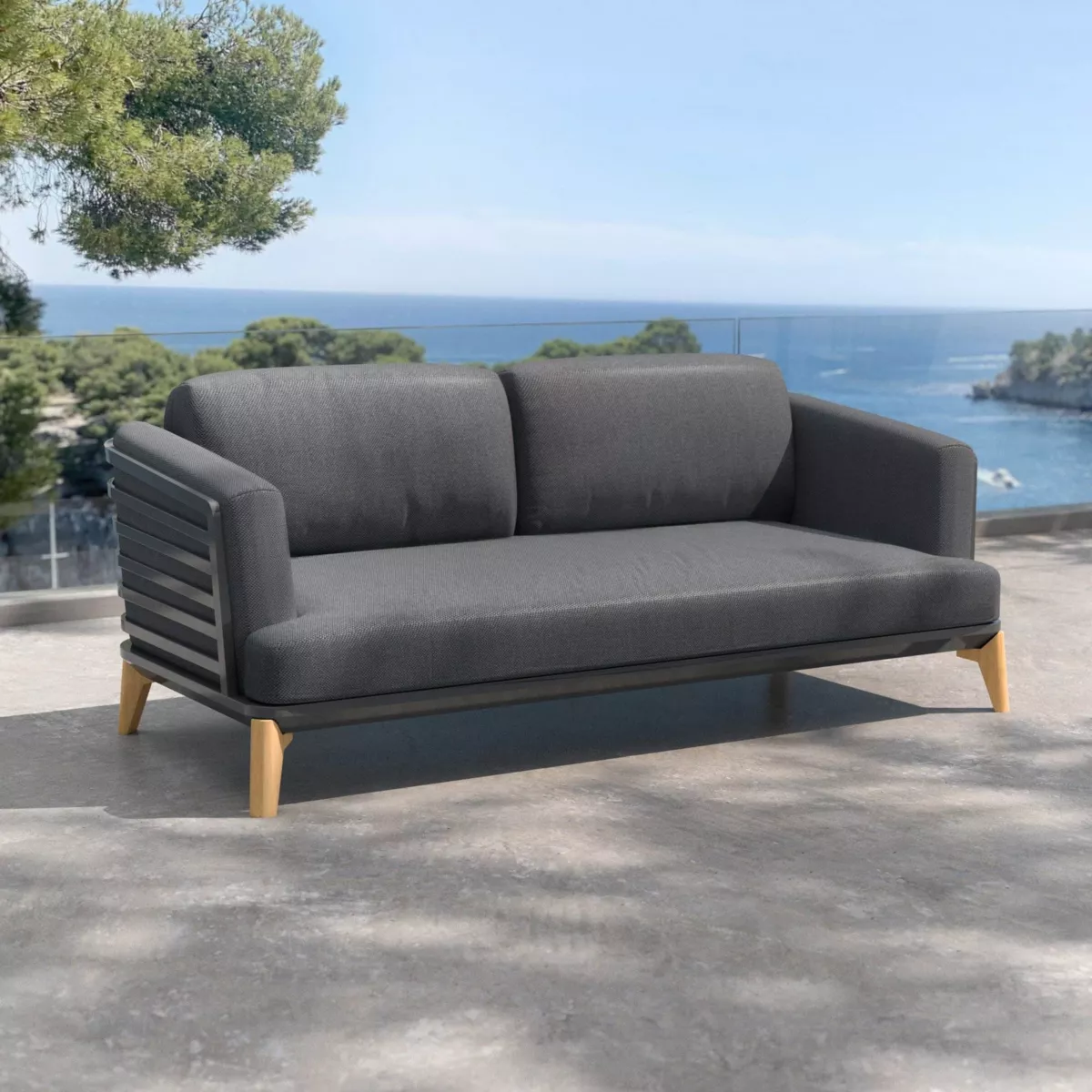 Salotto da giardino alluminio 5 posti 4 pezzi Monte Carlo Grigio antracite