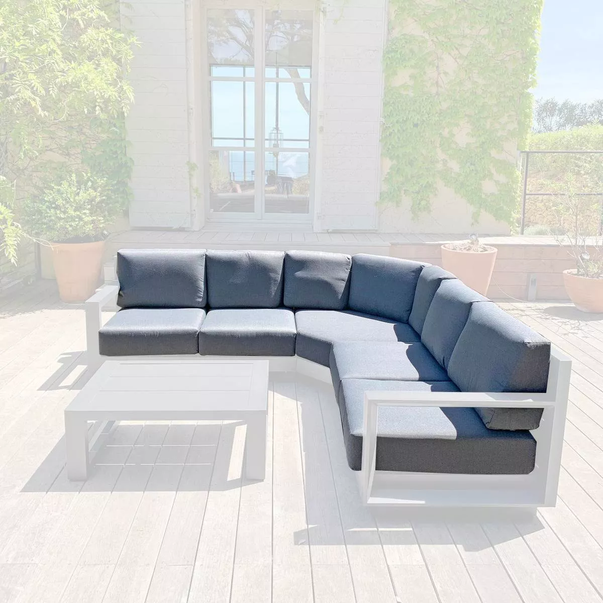 Housses de coussin de remplacement pour salon de jardin d'angle Elba Gris anthracite