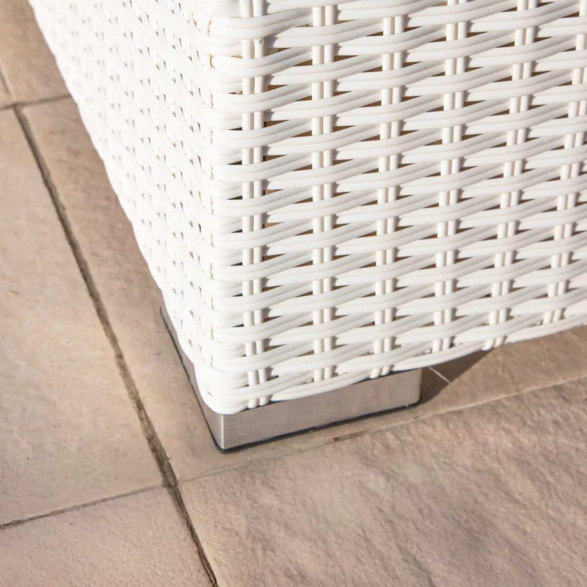 Fauteuil de jardin en résine tressée Palma Blanc et beige