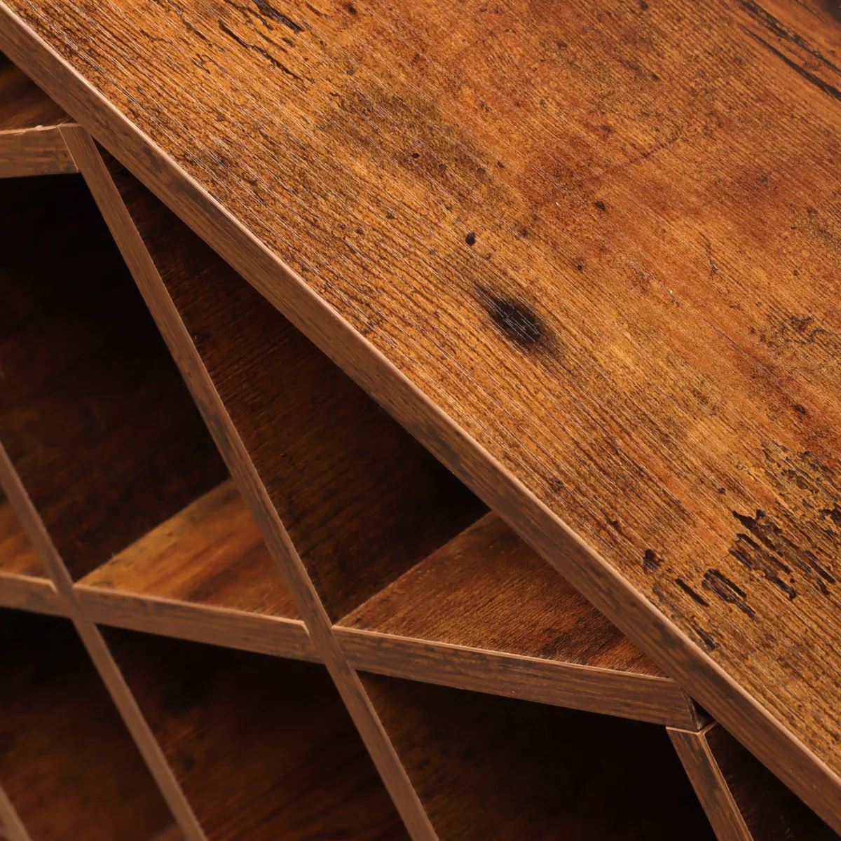 Mueble botellero industrial con 32 compartimentos y portavasos (H180 cm) Marceau Marrón