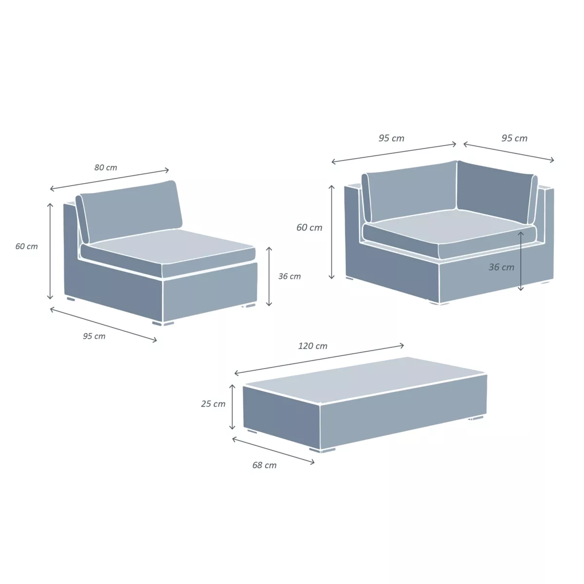 Salotto da giardino in resina intrecciata 5 posti 6 pezzi Palma Grigio e tortora