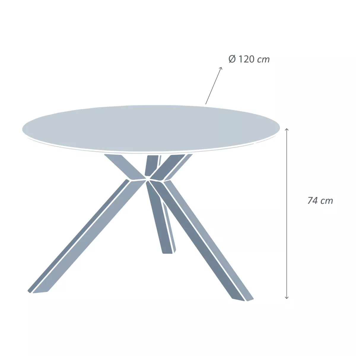 Gartentisch Aluminium/Keramik Kore (D120 cm) - bis zu 6 Pers. - Weiß/Hellgrau