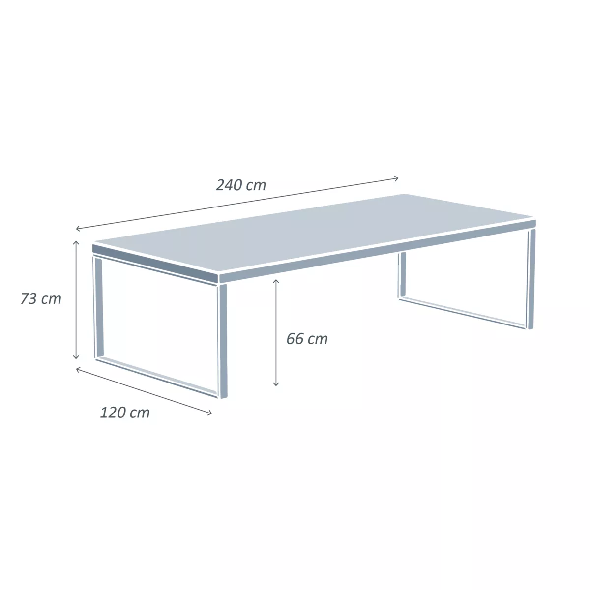 Table de jardin en aluminium et céramique 10 places (240 x 120 cm) Kore Gris et gris anthracite