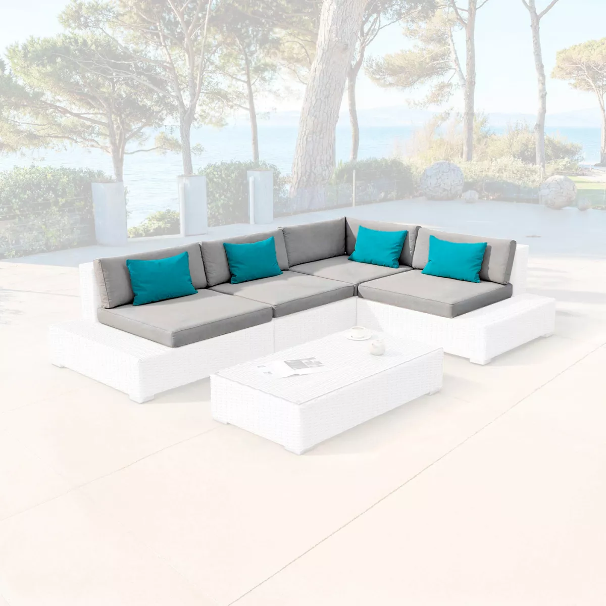 Housses de coussin de remplacement pour salon de jardin 5 places Palma Gris