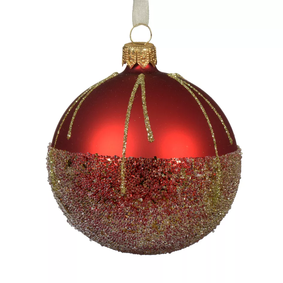 Set di 6 palline di Natale in vetro (D80 mm) Ballotine Rosso