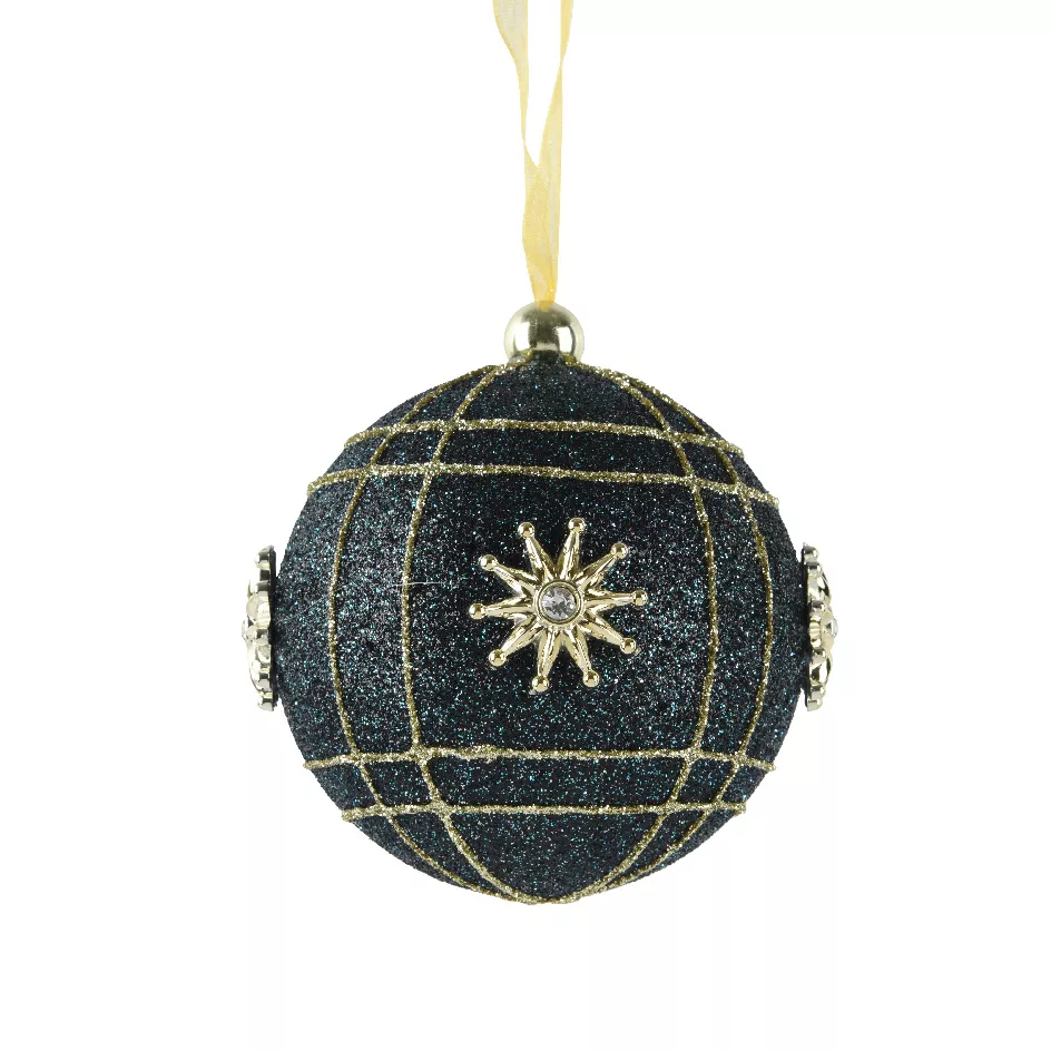 Set di 12 palline di Natale (D80 mm) Cielo di cristallo Blu notte e oro