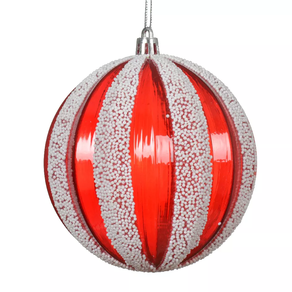Set di 12 palline di Natale (D100 mm) Fantasia perlate Rosso e bianco