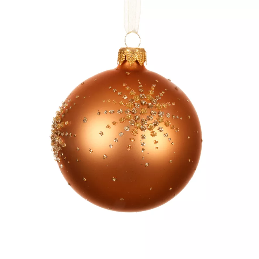 LOT DE 6 (EN VERRE) Boule verre Diamond star dia8cm cognac