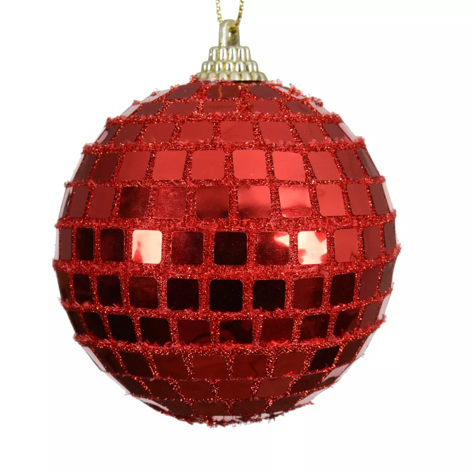Set di 12 palline di Natale (D80 mm) Pallina a sfaccettatura Rosso