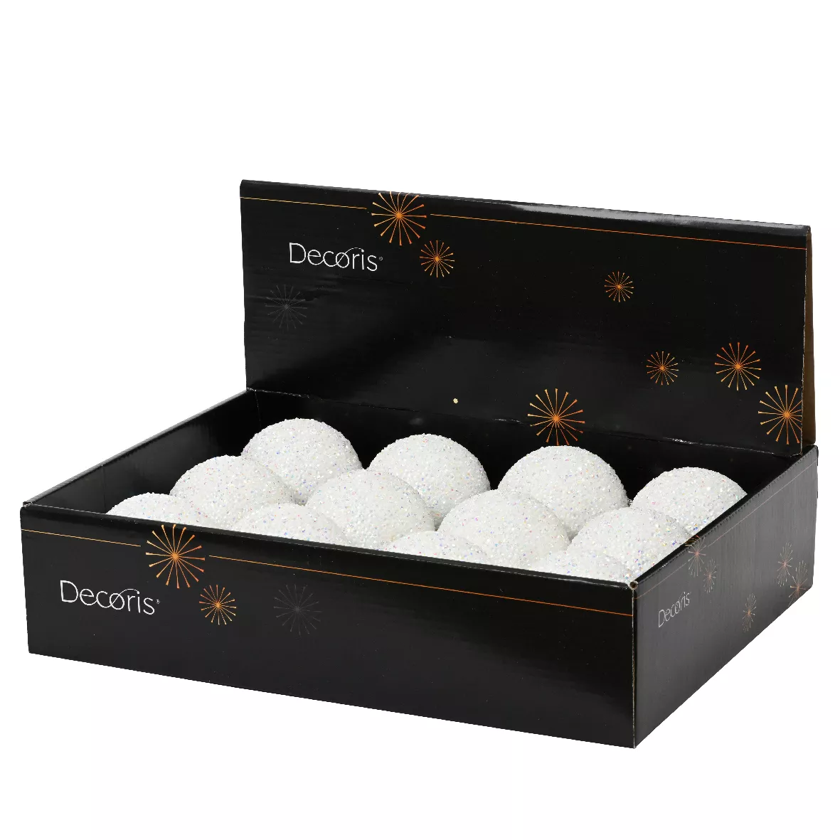 Set di 12 palline di Natale (D80 mm) Paillettes Bianco