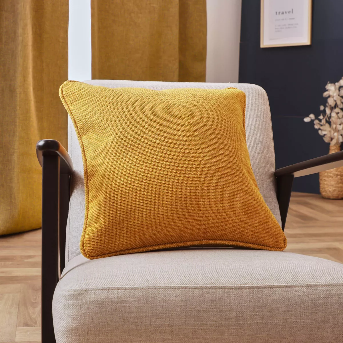 Cojín cuadrado tejido (45 x 45 cm) Alba Mostaza
