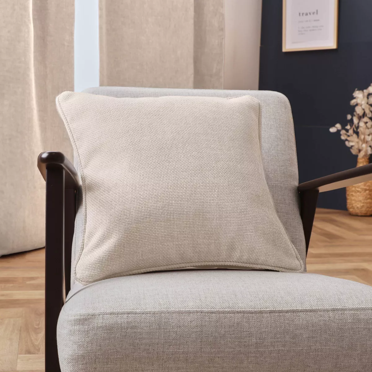 Gewebtes quadratisches Kissen (45 x 45 cm) Alba Beige Greige