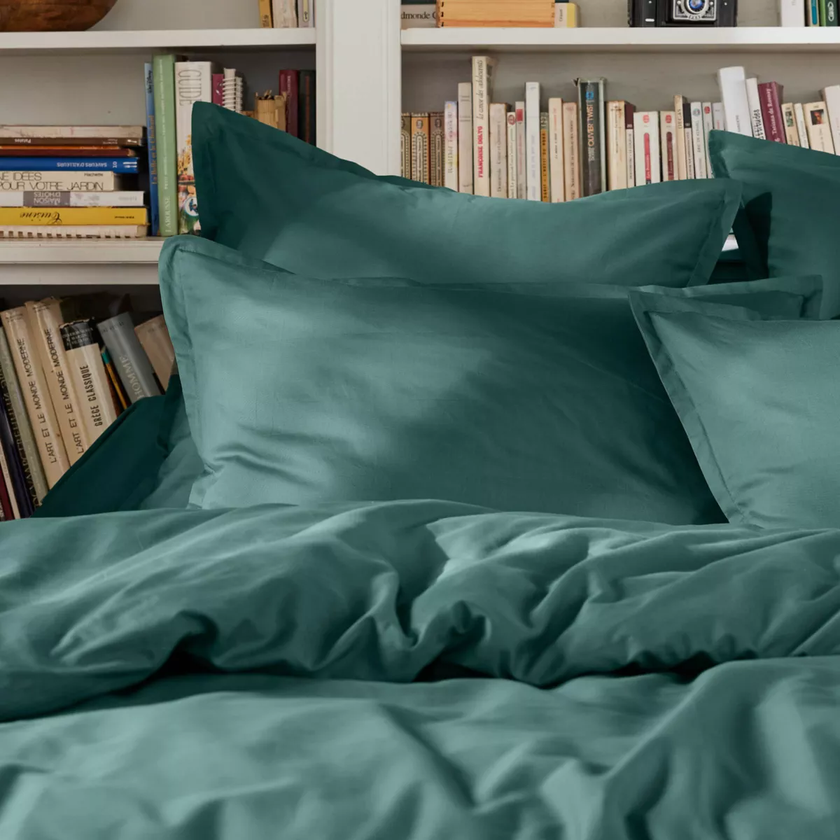 Housse de couette percale de coton (280 x 240 cm) Cali Bleu canard
