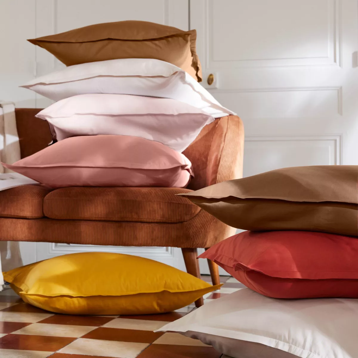 Housse de couette percale de coton (140 x 200 cm) Cali Jaune moutarde