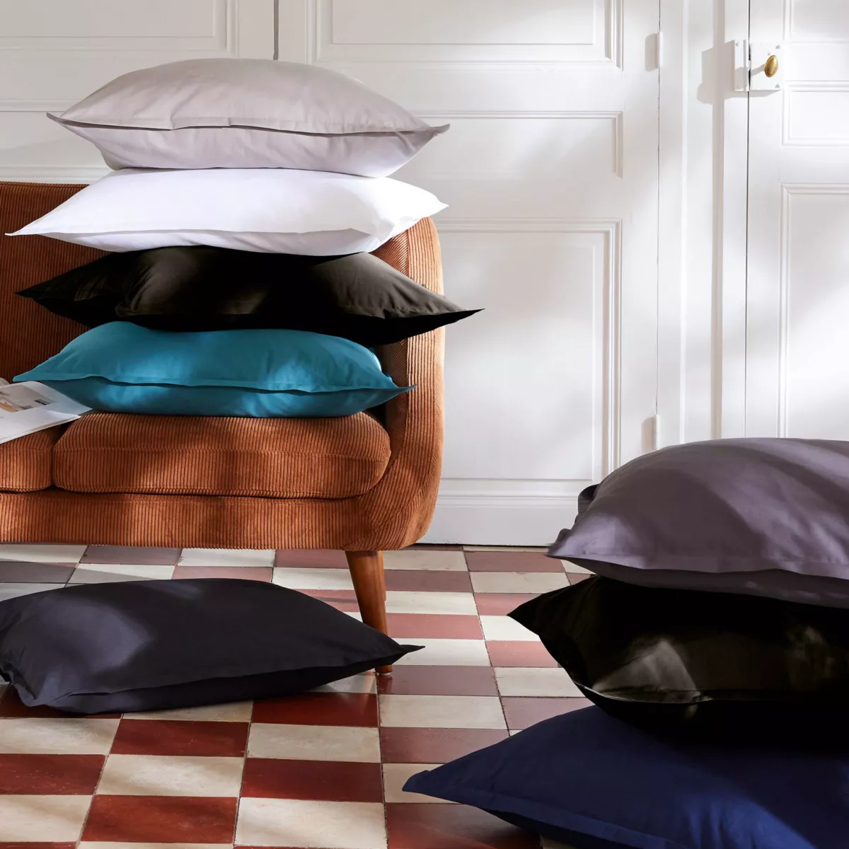 Housse de couette percale de coton (240 x 220 cm) Cali Noire