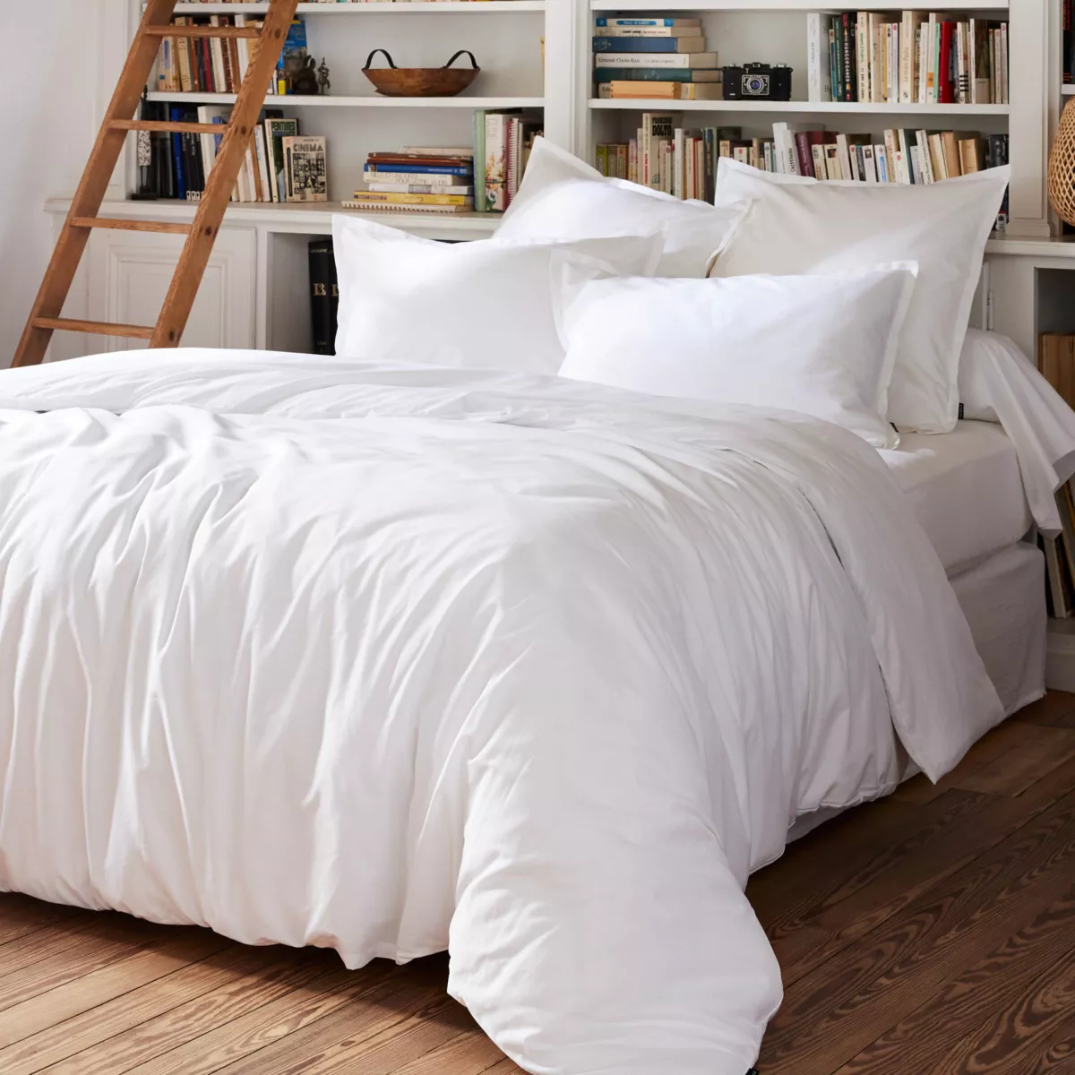 Funda de almohada rectangular de percal de algodón (70 cm) Cali Blanco