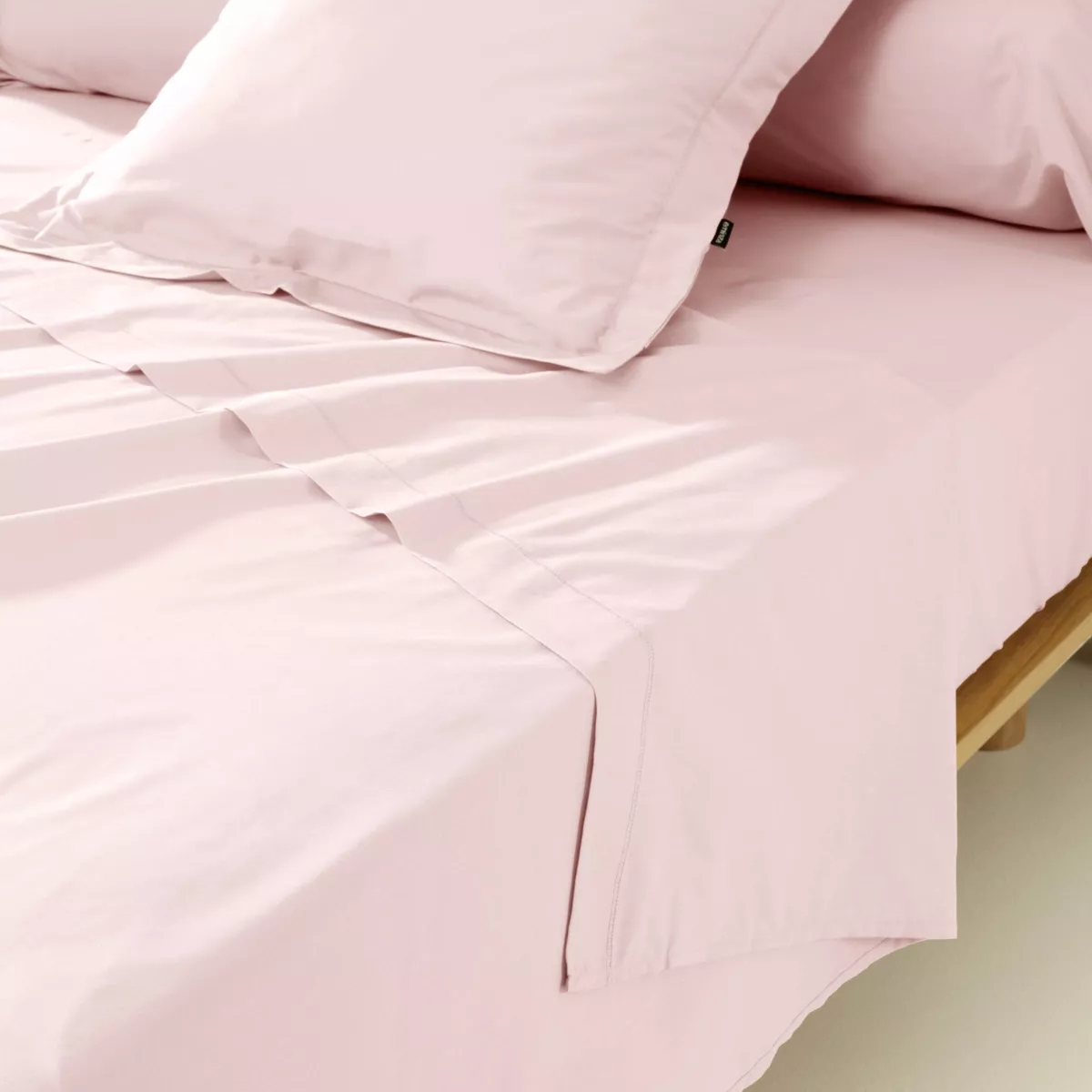 Drap plat percale de coton (180 x 290 cm) Cali Rose poudré