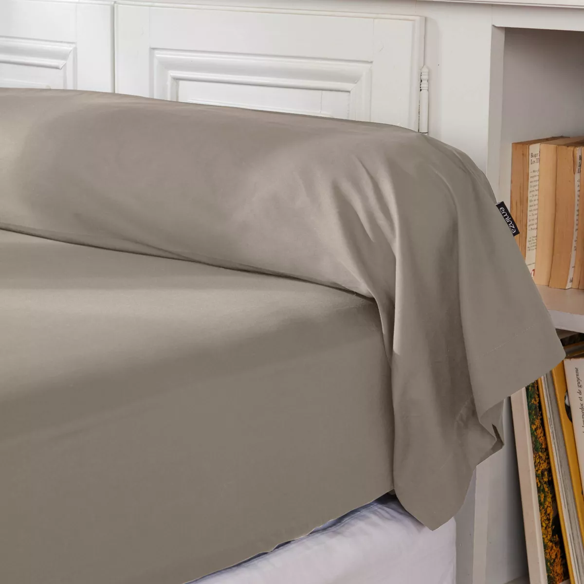 EM - Taie de traversin ¯ 27 x 185 cm Percale unie CALI Taupe