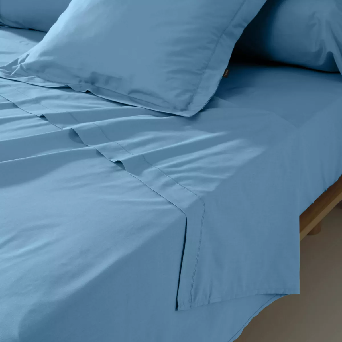 EM - Drap plat point bourdon 180 x 290 cm Percale unie CALI Bleu ciel